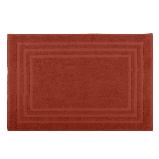 Tapis de bain en coton bio terracotta <span itemprop=