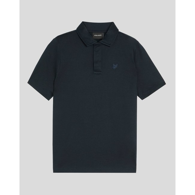 Polo en coton mercerisé ton sur ton bleu foncé marine <span itemprop=