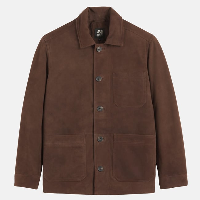 Veste workwear en cuir, mi-saison marron LA REDOUTE COLLECTIONS