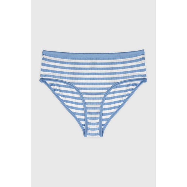 Cullotte taille haute en coton léger bio flax blue/milk <span itemprop=