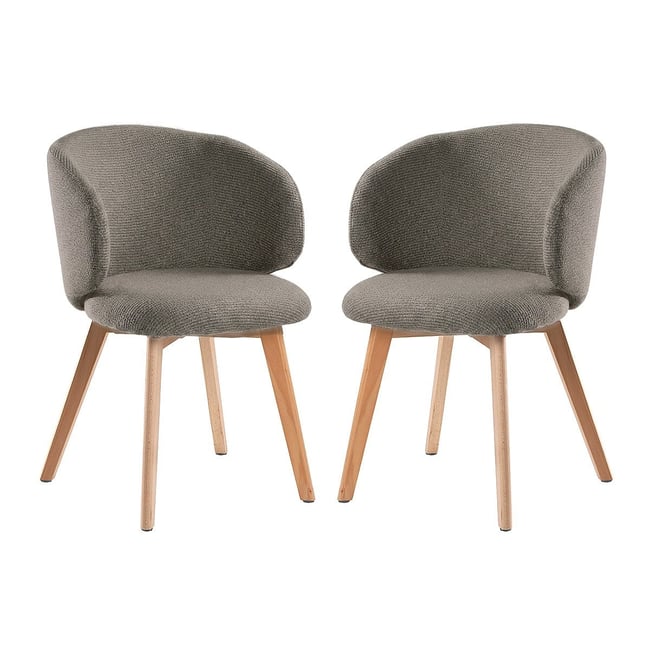 Lot de 2 Chaises en tissu et hêtre SOLENE Couleur marron <span itemprop=