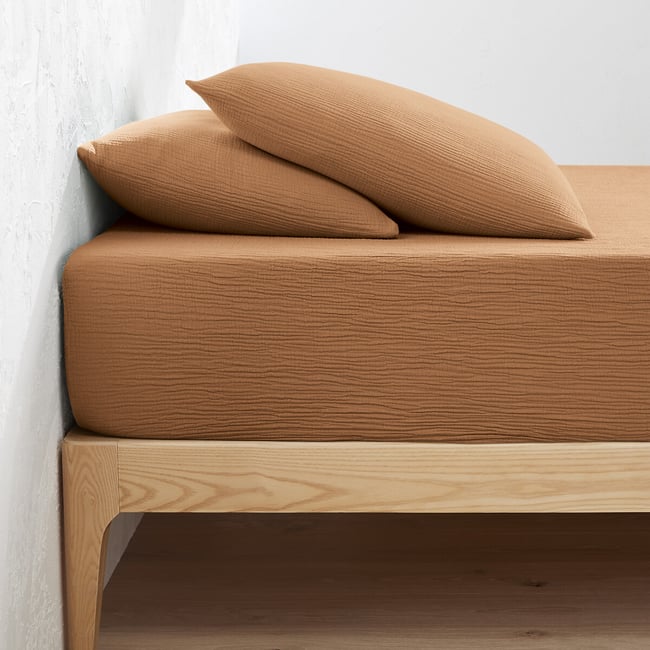 Fixleintuch Kumla aus Baumwoll-Musselin, uni, Umschlag 30 cm - LA REDOUTE INTERIEURS