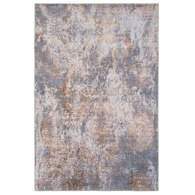 Tapis traditonnel, effet délavé, lavable TOBIN Couleur argent <span itemprop=