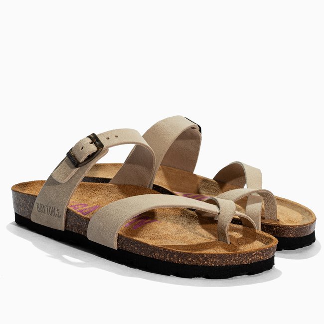 Tongs en cuir suédé DIANE pour femme - BAYTON