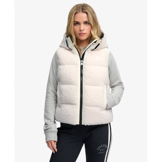 Gilet Matelassé à Capuche Borg blanc craie <span itemprop=