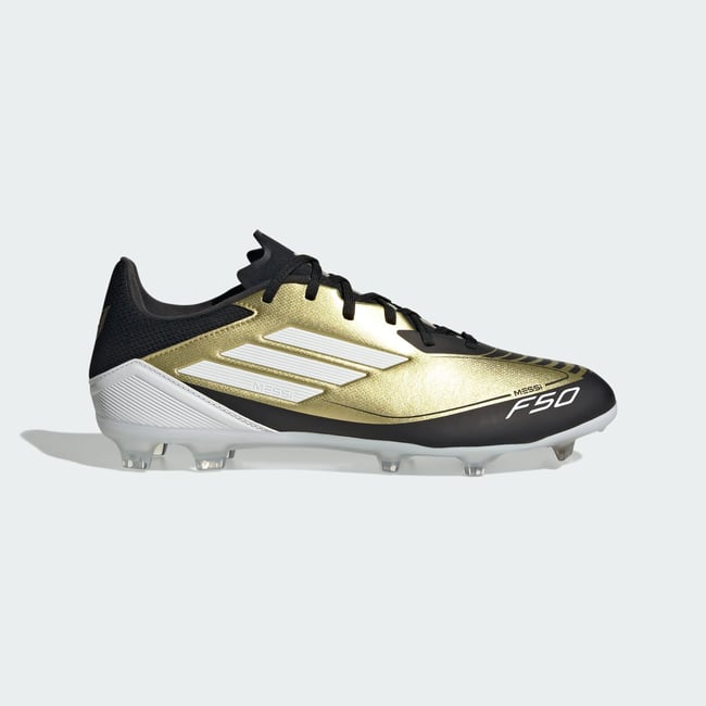Chaussure Messi F50 League Terrain souple/Multi-surfaces gold metallic / cloud white / core black <span itemprop=
