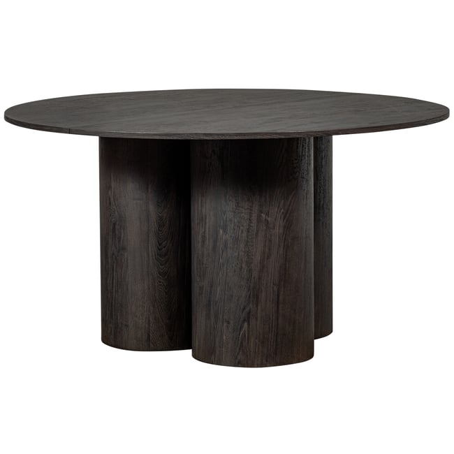 Table à manger rond en mdf 5 couverts OONA Couleur marron foncé <span itemprop=