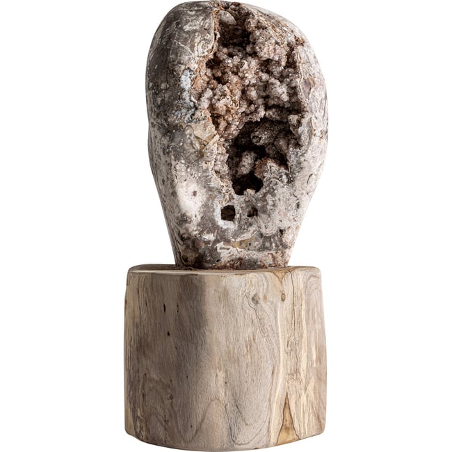 Figure décorative en quartz et teck Couleur quartz aux nuances sombres et teck brun clair <span itemprop=