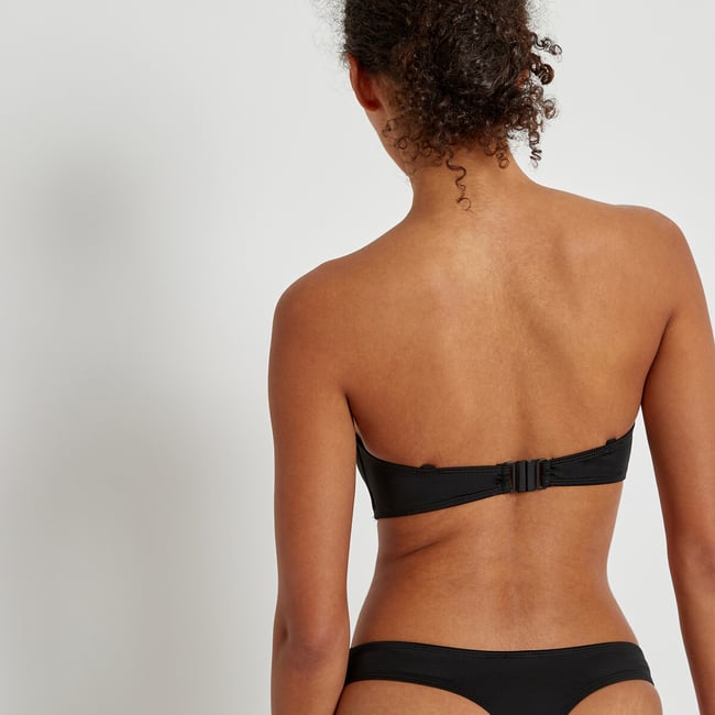 MYLILY Haut De Bikini Bandeau Noir Femme - Bretelles Amovibles Sans Bretelles - Maillot Bain Élégant