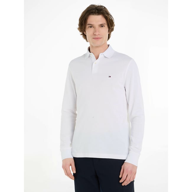 Polo de manga larga recta de punto piqué 1985 blanco <span itemprop=