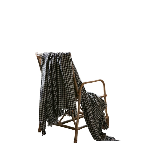 Plaid a franges Gaspard noir <span itemprop=