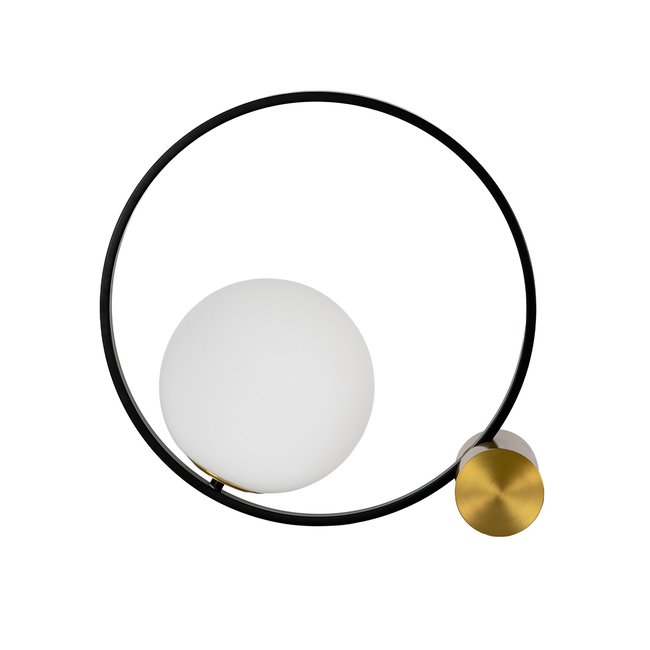 Lampe de table en verre et acier avec base en acier poli Couleur noir | or <span itemprop=