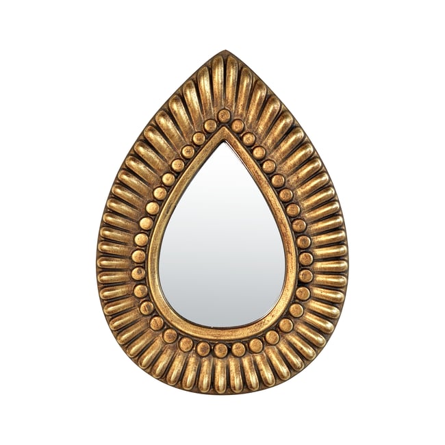 Miroir goutte motifs 19,7x27cm Couleur or <span itemprop=
