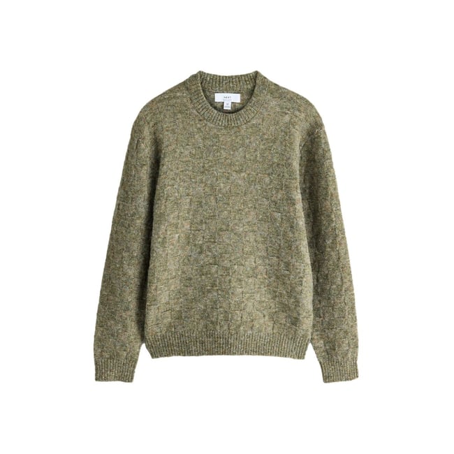 Pull ras du cou texturé vert <span itemprop=