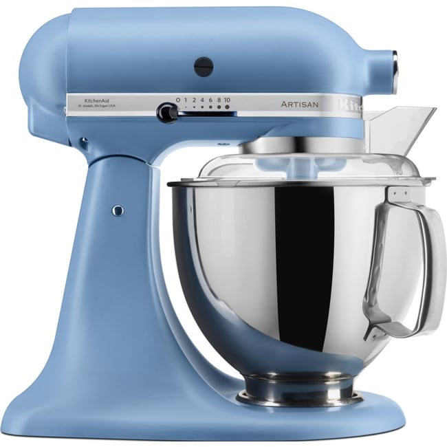 Robot pâtissier 5KSM175PSEVB bleu velvet, 4,8 L, bol avec poignée + bol 3 L, batteur souple et couvercle - KITCHENAID