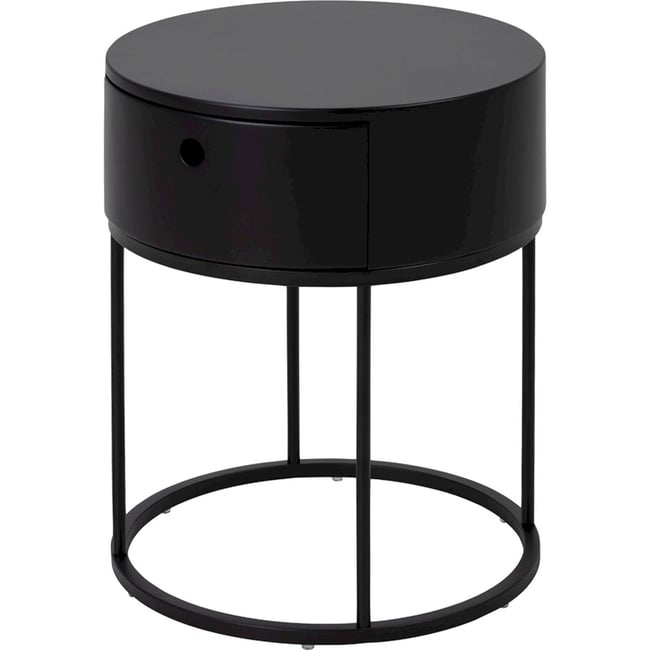 Table de chevet ronde métal collection POERAVA Couleur noir <span itemprop=