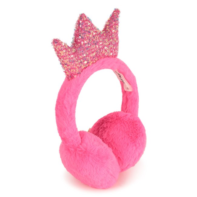 Cache-oreilles en polaire duveteuse rose flash <span itemprop=