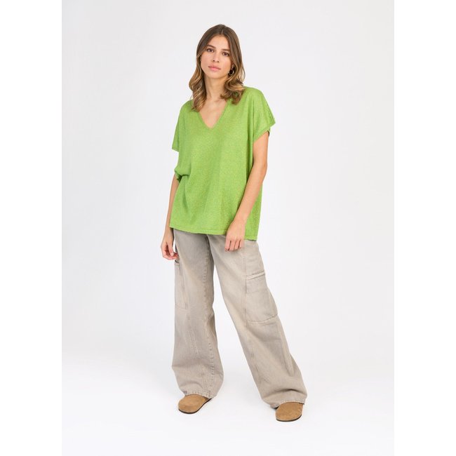 T-shirt ample en maille LANDREW avocado uni <span itemprop=