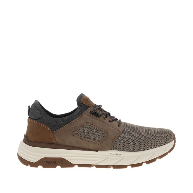 Sneakers taupe à talon plat et à slip-on avec des lacets décoratifs - RIEKER
