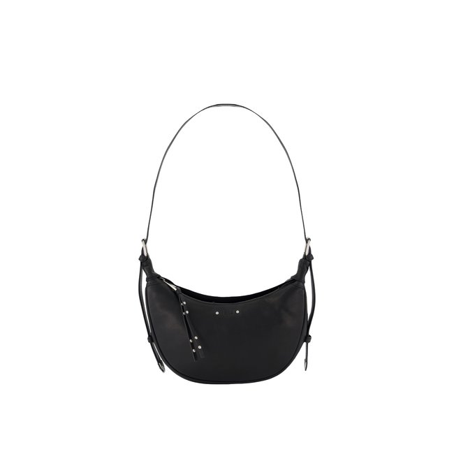 Sac demi-lune cuir Allane taille S noir <span itemprop=