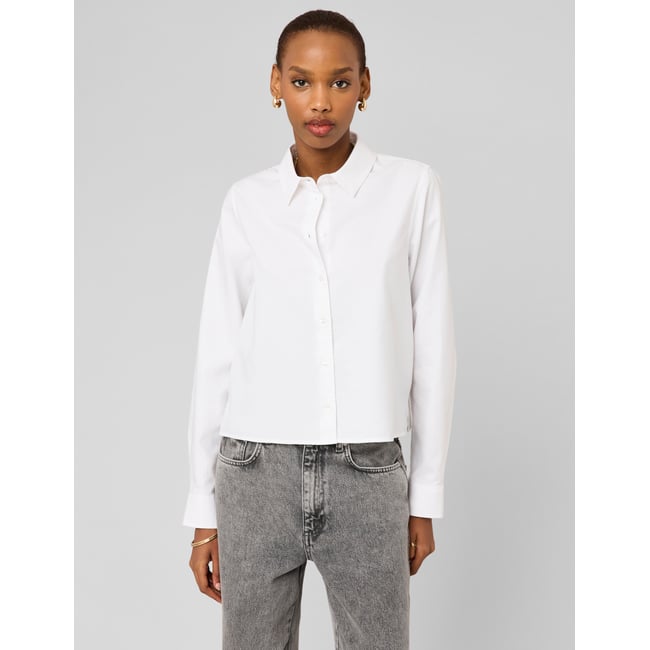 Chemise courte unie blanc <span itemprop=