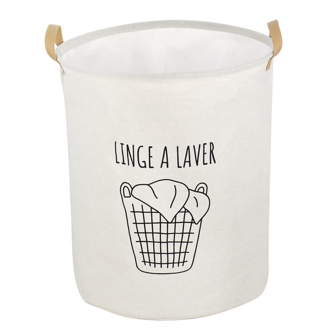 Panière à linge avec anses Couleur ecru <span itemprop=