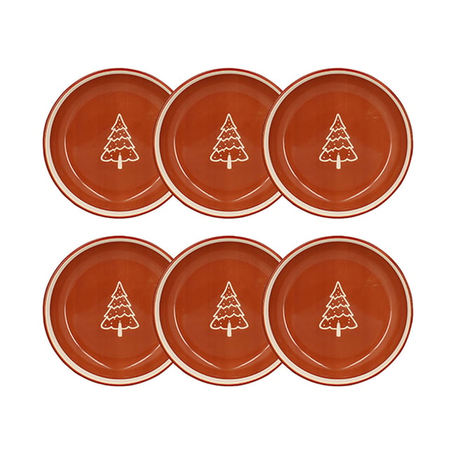 Lot de 6 assiettes creuses 20,5cm en grès, MONTAGNE Couleur terracotta <span itemprop=