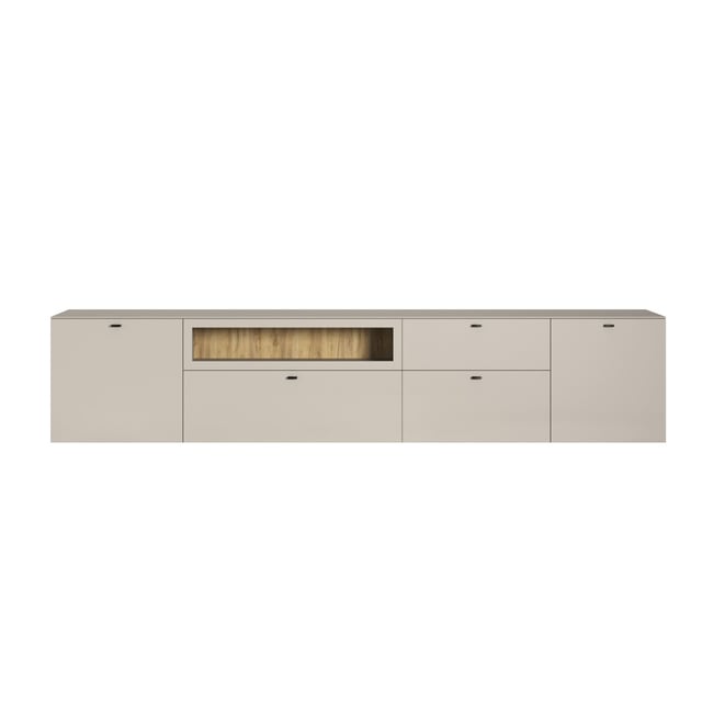 Meuble TV 2 portes, 1 tiroir - VELA Couleur cashmere <span itemprop=