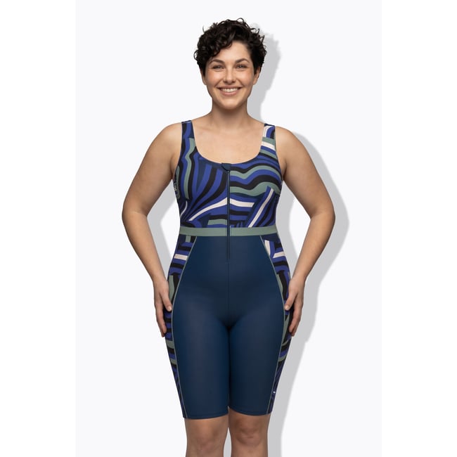Maillot de bain à jambes longues bleu foncé <span itemprop=