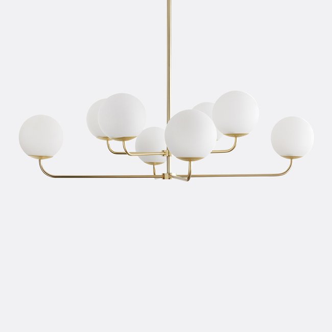 Suspension laiton et verre opaline, Moricio Couleur blanc <span itemprop=