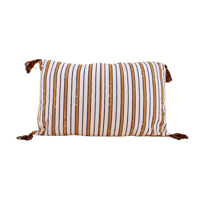 Coussin en coton rayé 50x30cm rouge <span itemprop=