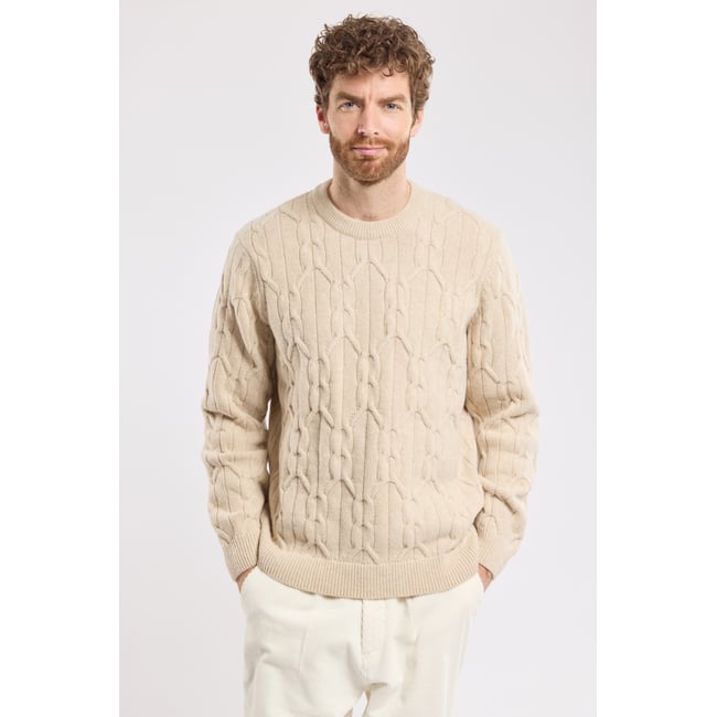 Pull irlandais Héritage en laine HERITAGE beige h25 chiné <span itemprop=