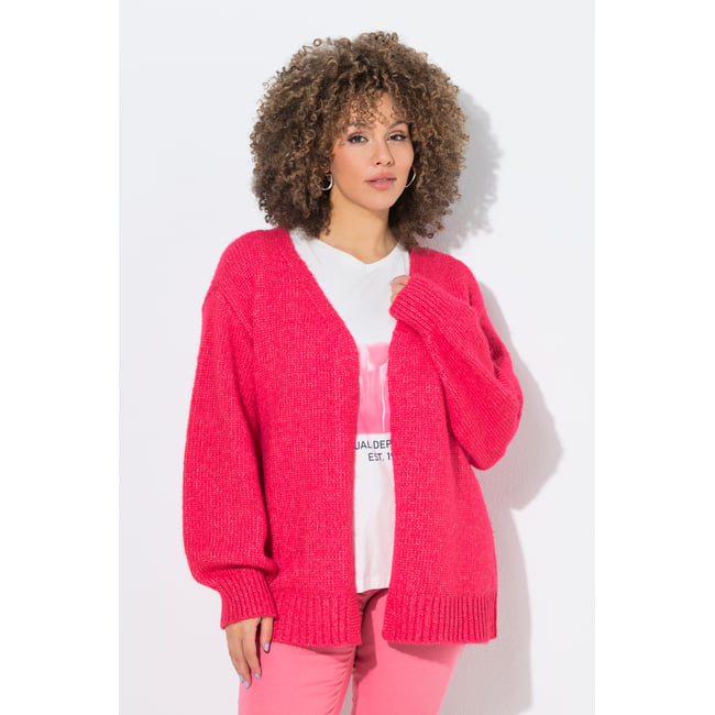 Cardigan coupe ouverte, manches longues hibiscus-rose <span itemprop=