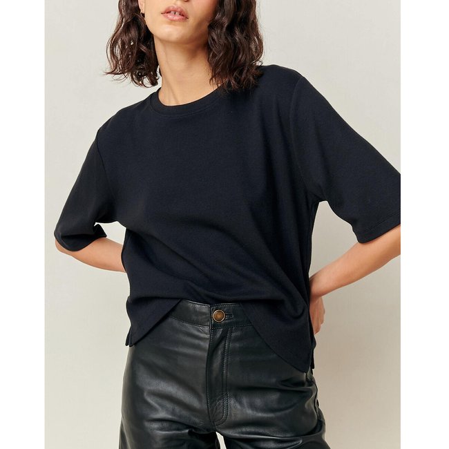 T-shirt com gola redonda SERGE CO preto <span itemprop=