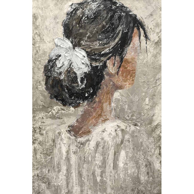Peinture contemporaine chignon et dentelle - HEXOA