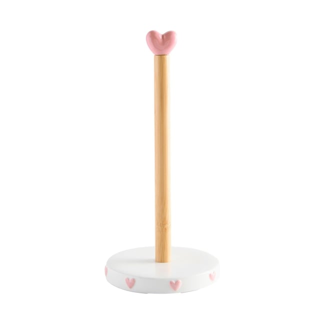Porte essuie-tout en céramique cœur Couleur rose <span itemprop=