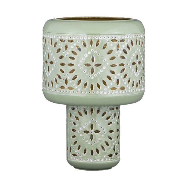 Lampe à poser métal émaillé vert matcha Nora Couleur vert <span itemprop=