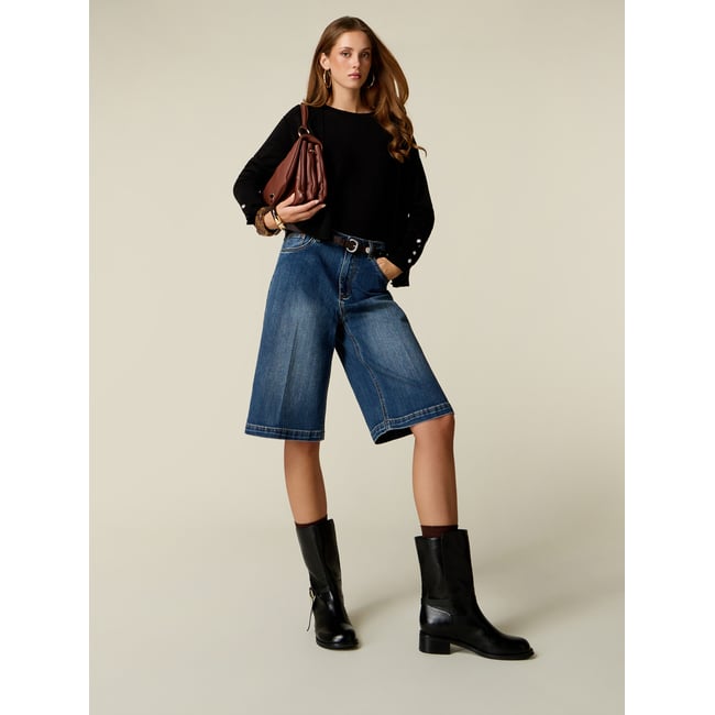 Bermuda en denim bleu <span itemprop=