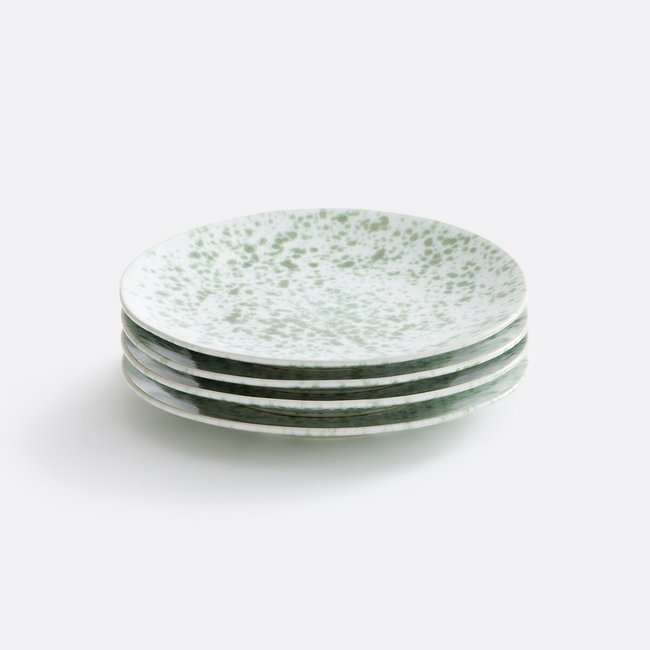 Set of 4 Halni Dessert Plates in Reactive Glazed Stoneware, light khaki, LA REDOUTE INTERIEURS