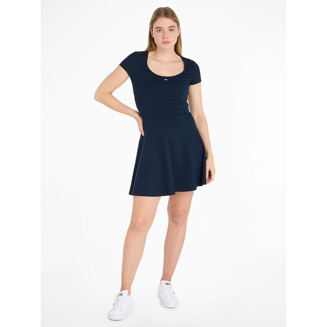Vestido evasé marinho <span itemprop=