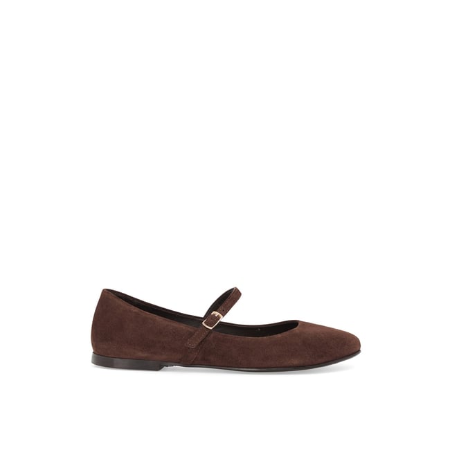 Ballerine en cuir AZRA chocolat <span itemprop=