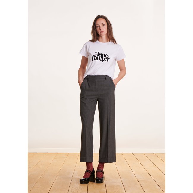 Pantalon droit 7/8ème gris anthracite <span itemprop=
