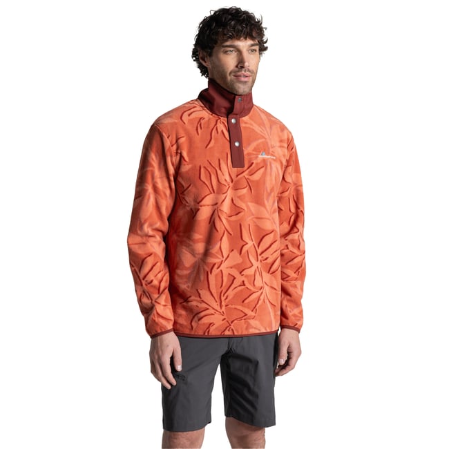 Haut polaire à col pressionné motif/style imprimé DEWLISH marron orange imprimé <span itemprop=