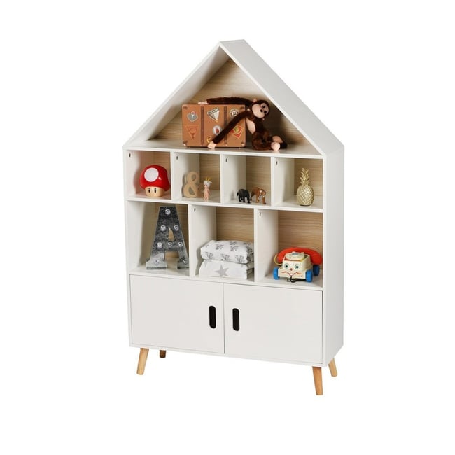 Bibliothèque Maison 10 Compartiments 2 Portes Dream Couleur blanc <span itemprop=