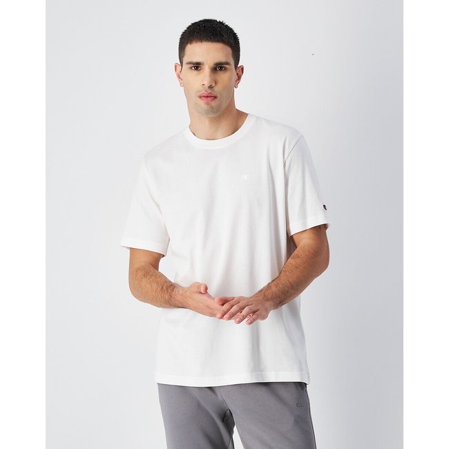 T-shirt maniche corte girocollo, logo ricamato grigio chiaro CHAMPION
