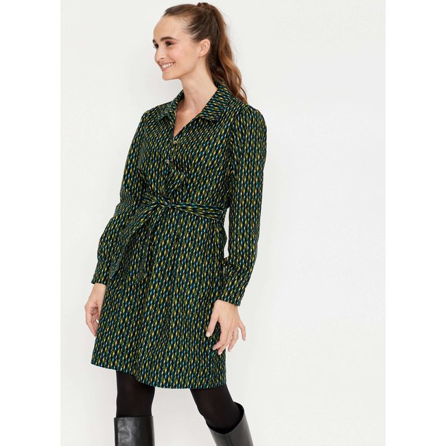 Robe chemise velours DANY vert zan <span itemprop=