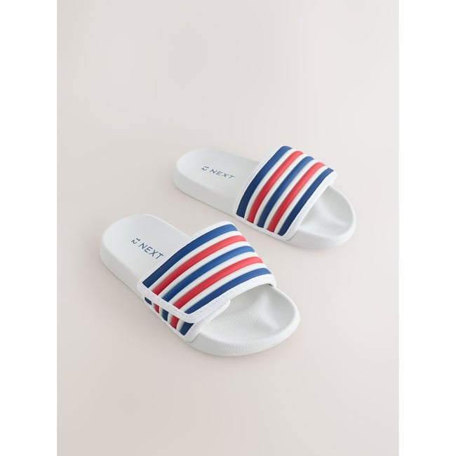 Sandales de piscine réglables blanc/rouge/bleu <span itemprop=
