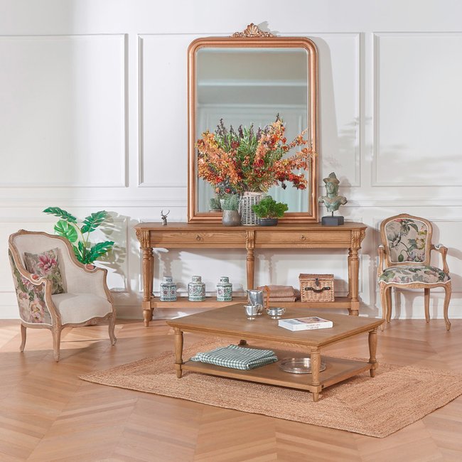 Console 2 tiroirs plateau en chêne CLAUDE Couleur bois <span itemprop=