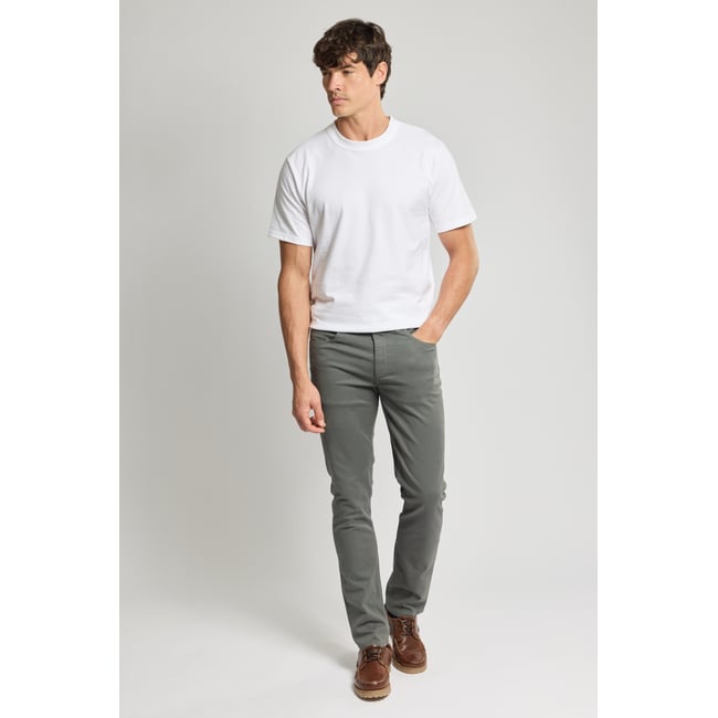 Pantalon coupe droite - coton gris anthracite <span itemprop=