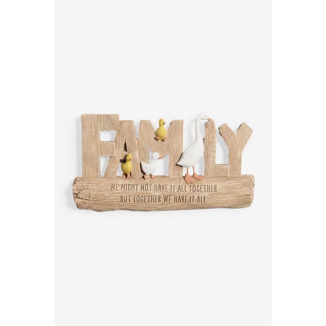 Déco murale canards à inscription family Couleur naturel <span itemprop=